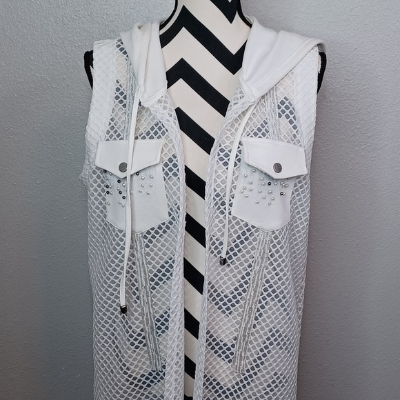 Alain Murati Bling Artsy White Mesh Sleeveless Dress Swim Cover-Up - Picture 6 of 13